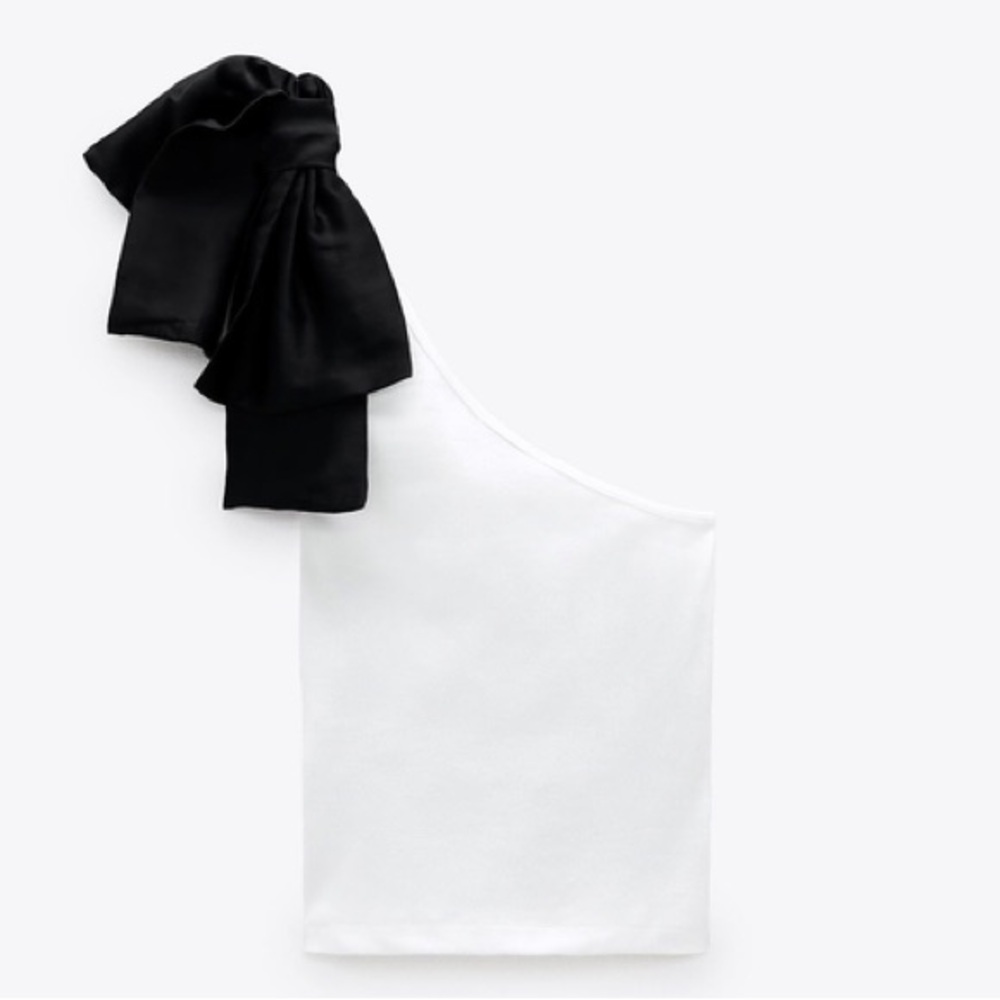 ZARA TOP WITH BOW ONE SHOULDER CROP